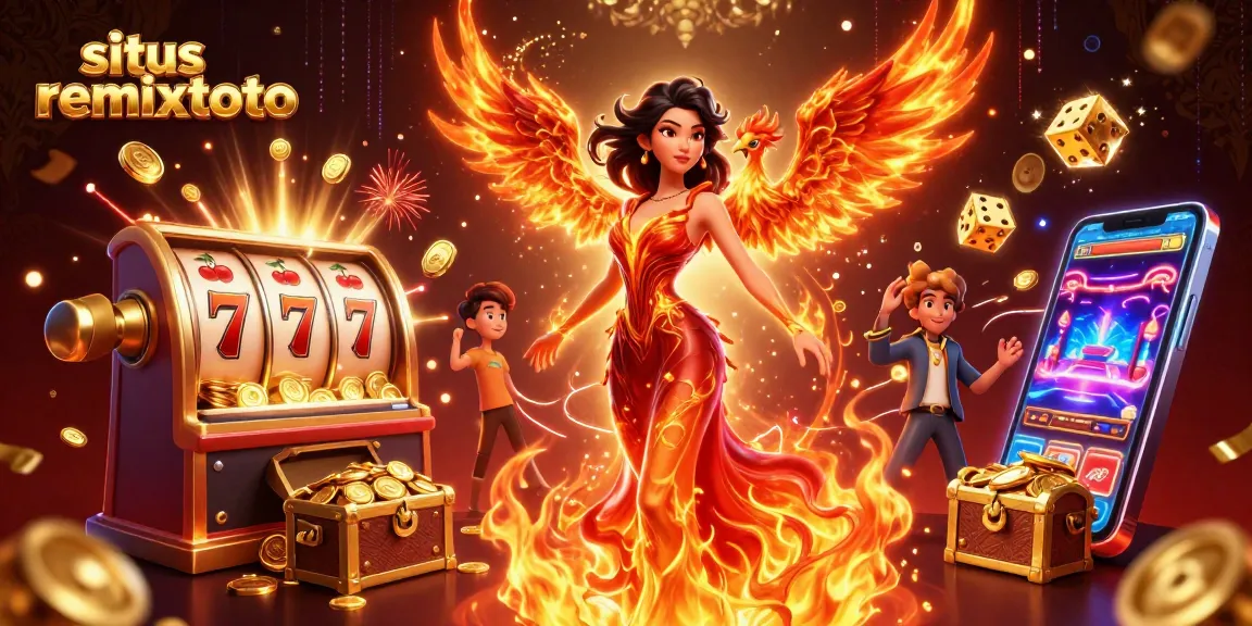 Experience thrilling wins at situs remixtoto with a vibrant casino scene featuring dynamic slots and energetic characters.