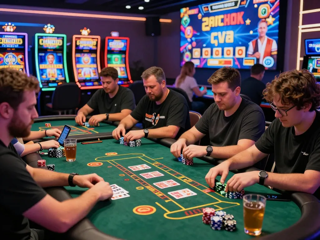 Excited players enjoying gem88 online casino games with vibrant visuals and interactive elements.