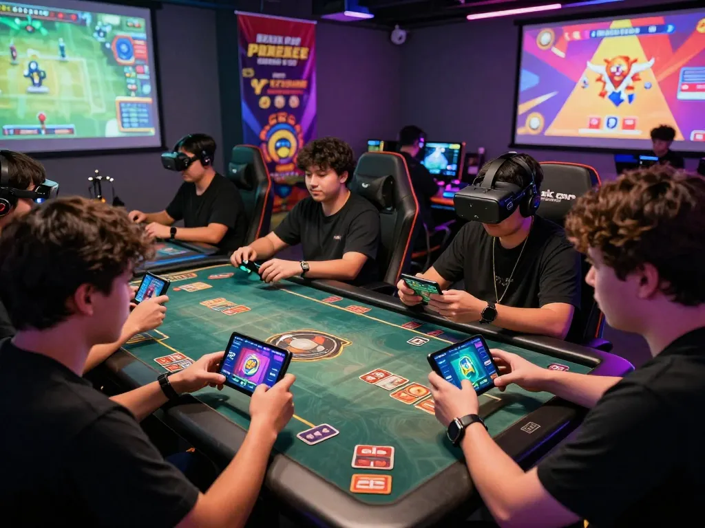 Exciting online gaming moment at rik vip platform with players immersed in diverse card games and vibrant graphics.