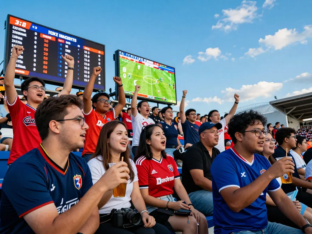 Dynamic sports betting scene with fans celebrating thể thao Goal123 events, showcasing exciting atmosphere and live odds.