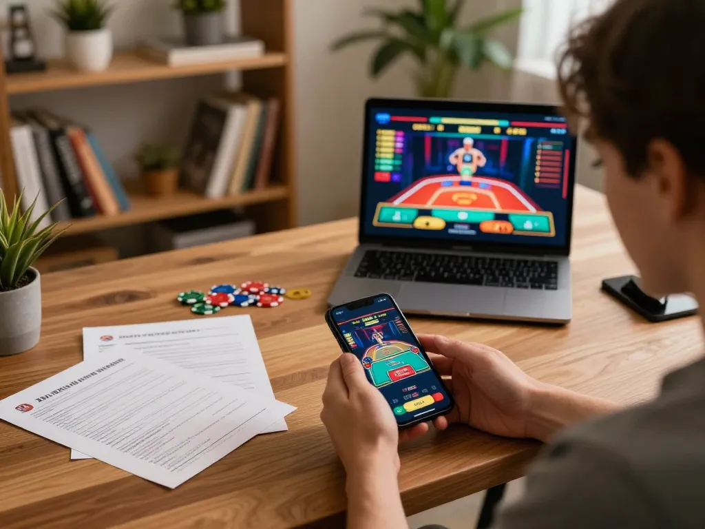 Engaging gameplay on the XXGG app showcasing mobile casino action in a cozy home office