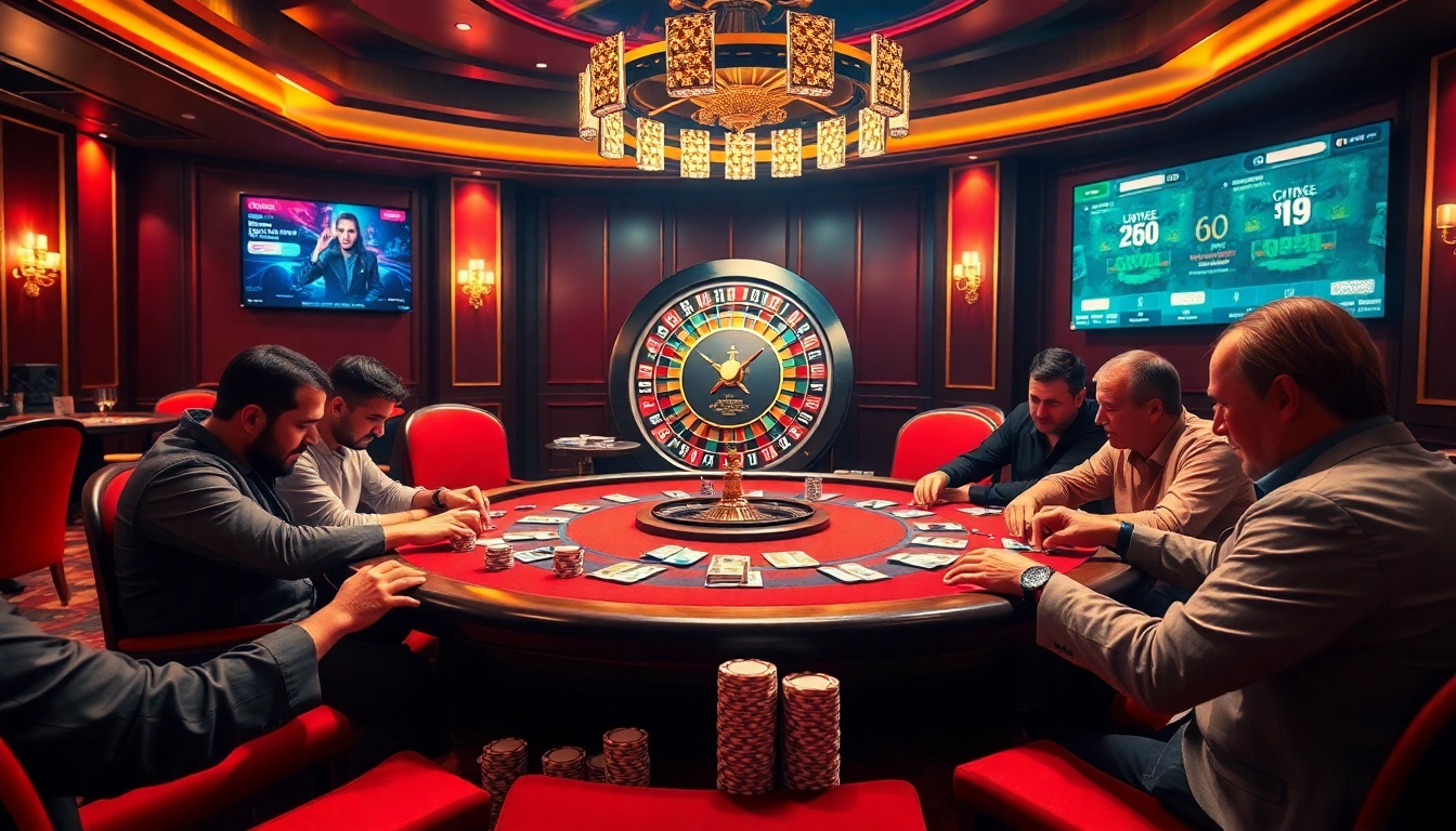 Engage in high-stakes poker at https://mm88.directory/ with vibrant scenes of casino excitement.
