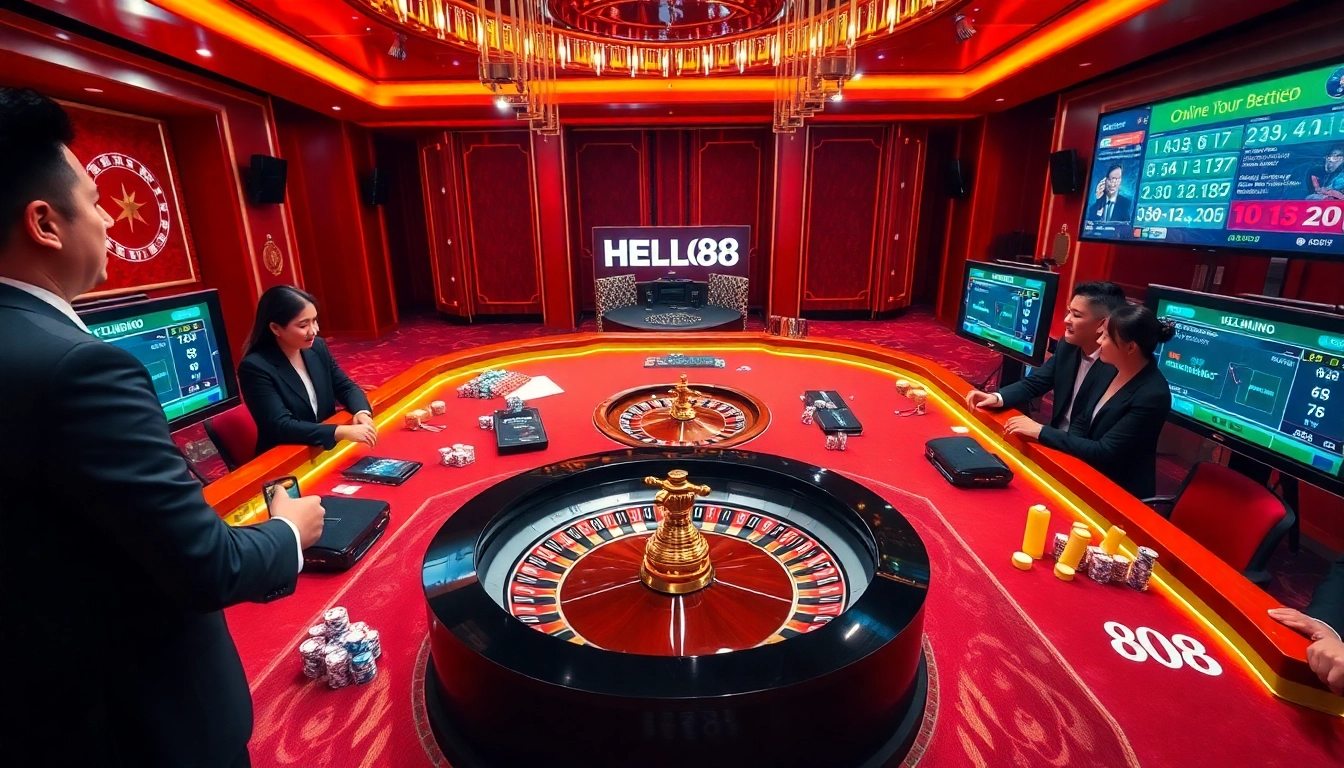 Experience thrilling gameplay at HELLO88's dynamic casino tables featuring interactive gaming elements.
