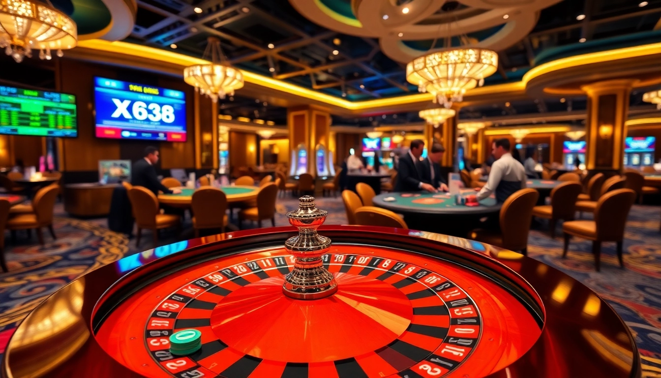 Players enjoying poker and blackjack games at XN88's luxurious casino.
