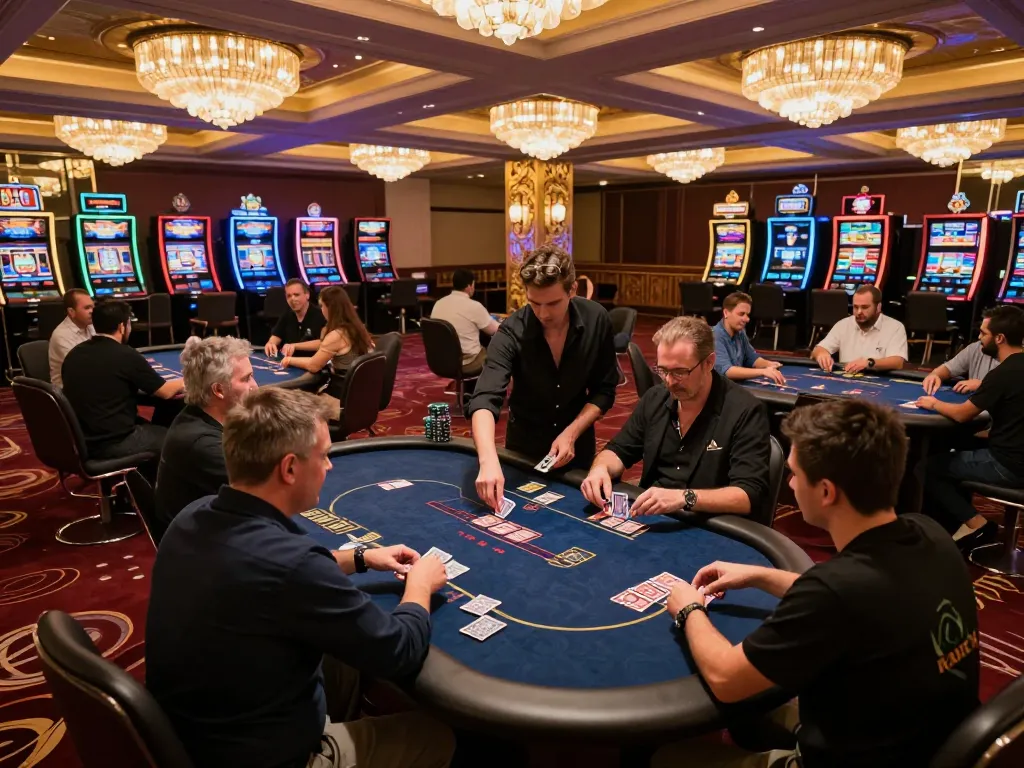 Players enjoying intense poker games at the trang chủ dh88 casino floor, showcasing vibrant ambiance and strategic gameplay
