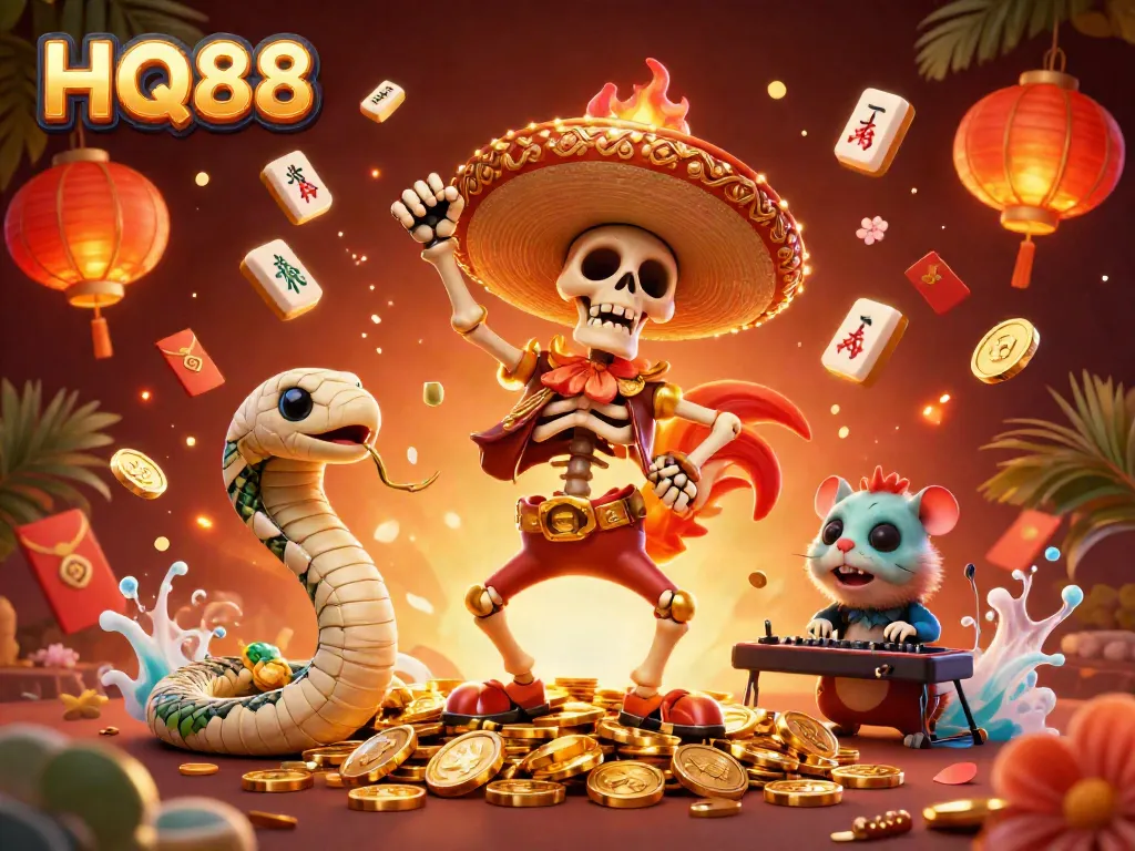 Engage in thrilling adventures at HQ88 casino with vibrant 3D characters celebrating winning moments.