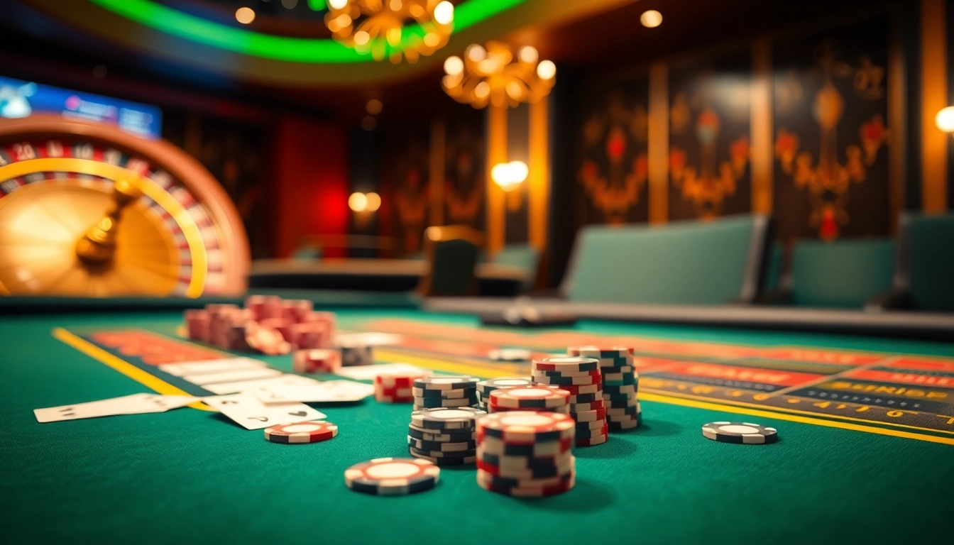 Engaging gambling experience at https://1mm888.com/ featuring a luxurious casino table full of excitement.