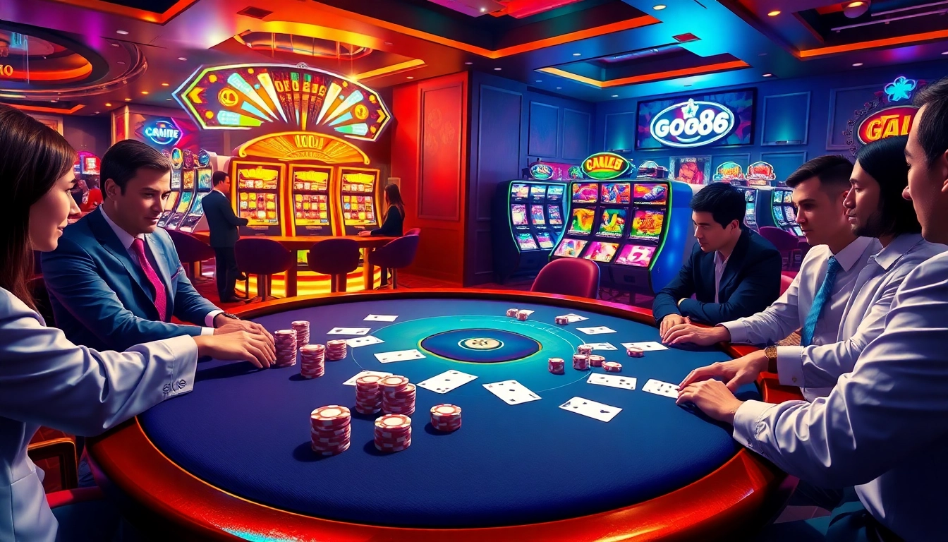 Experience the excitement of go88 at a vibrant casino table with colorful chips and cards.