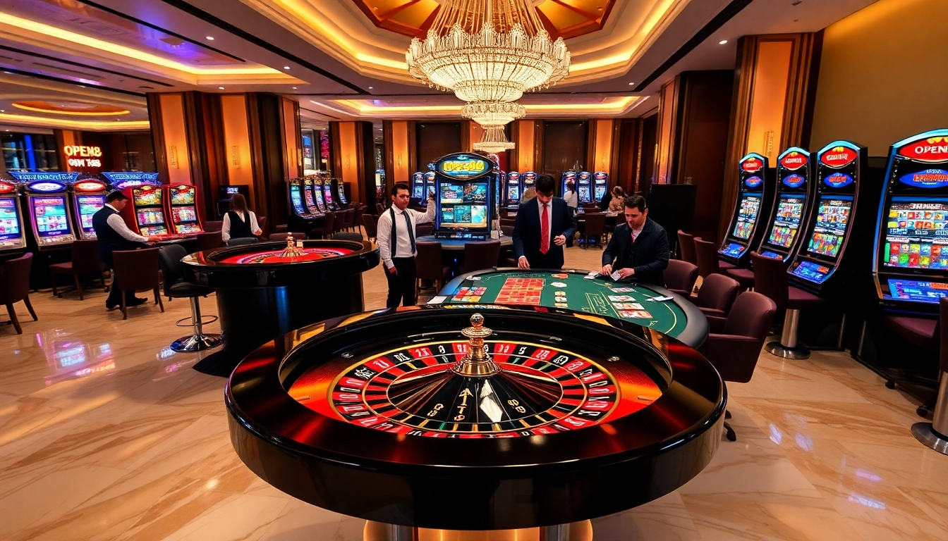 Players enjoying an immersive OPEN88 casino experience at a luxurious roulette table.