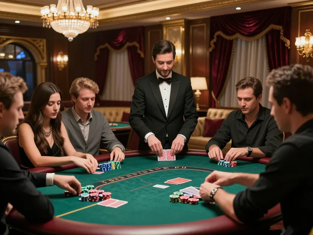 Engaged players enjoying the 58winwin vip experience in a luxurious poker setting, showcasing strategic gameplay.