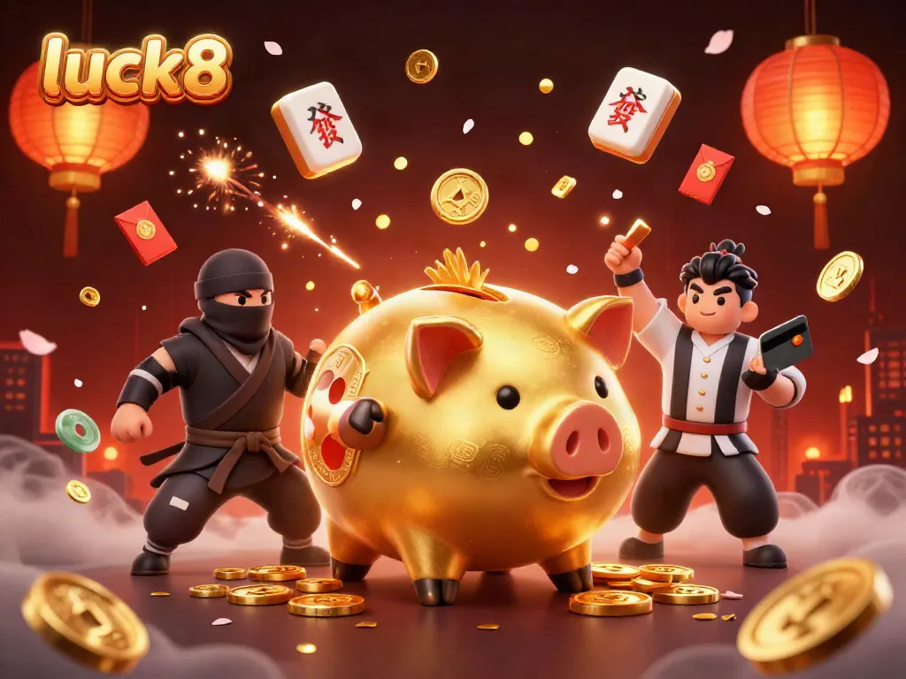 Experience fun and excitement at luck8 with golden gaming elements and animated characters in action.