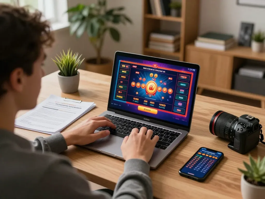 The player at https://tx88.rent/ strategizes during an online casino session, showcasing a vibrant gaming interface.