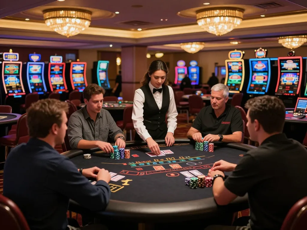 Players engaging with a blackjack game at mb66 casino, showcasing an exciting atmosphere.