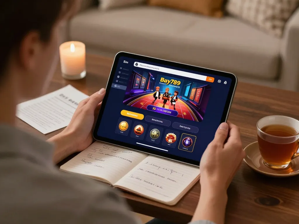 Engaging with Bay789 app for online gambling in a cozy setting