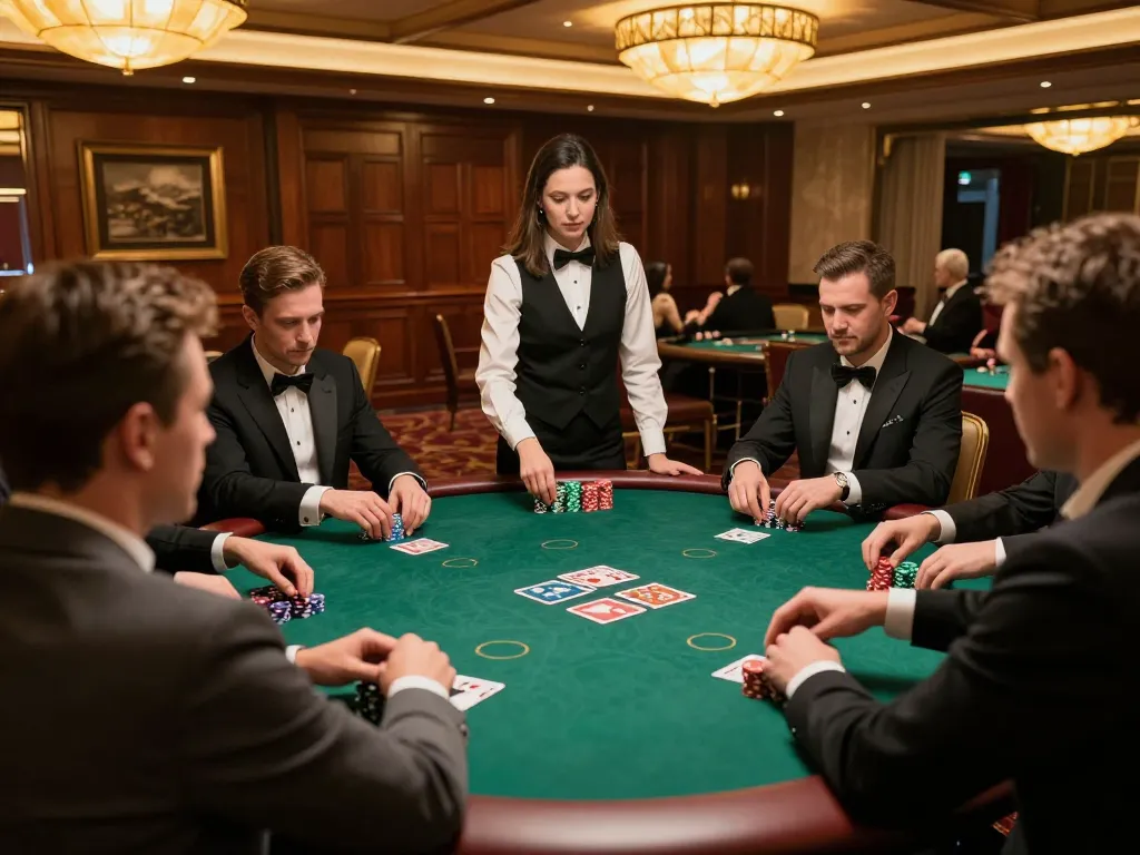 tr88 players strategizing at a high-stakes poker table in an elegant casino setting
