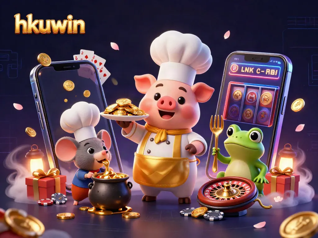 Enjoy exciting gameplay at hkuwin with a vibrant and dynamic casino scene filled with gold coins and gaming elements.