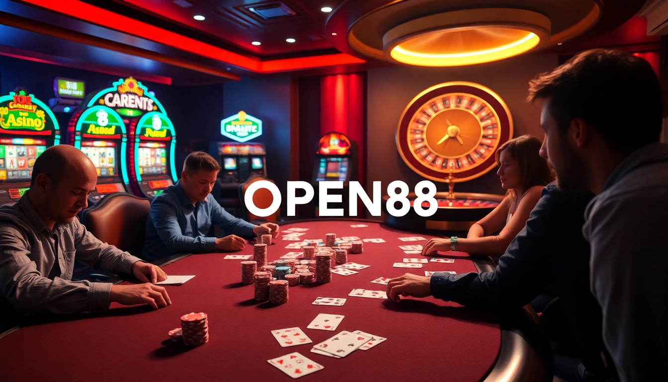 Experience the thrill of professional gambling with OPEN88 at a luxurious poker table.