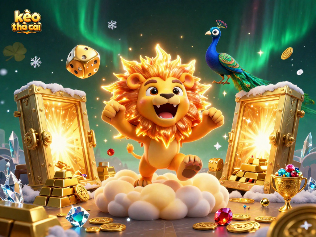 Experience the excitement of kèo nhà cái with this vibrant 3D illustration showcasing winning symbols and characters.