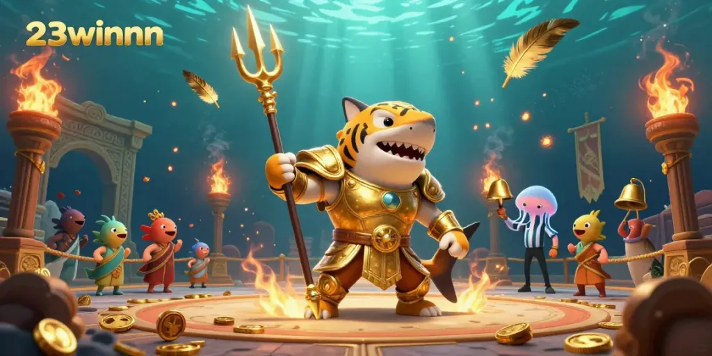 Engage in thrilling gameplay at 23winnn in a vibrant underwater casino scene.