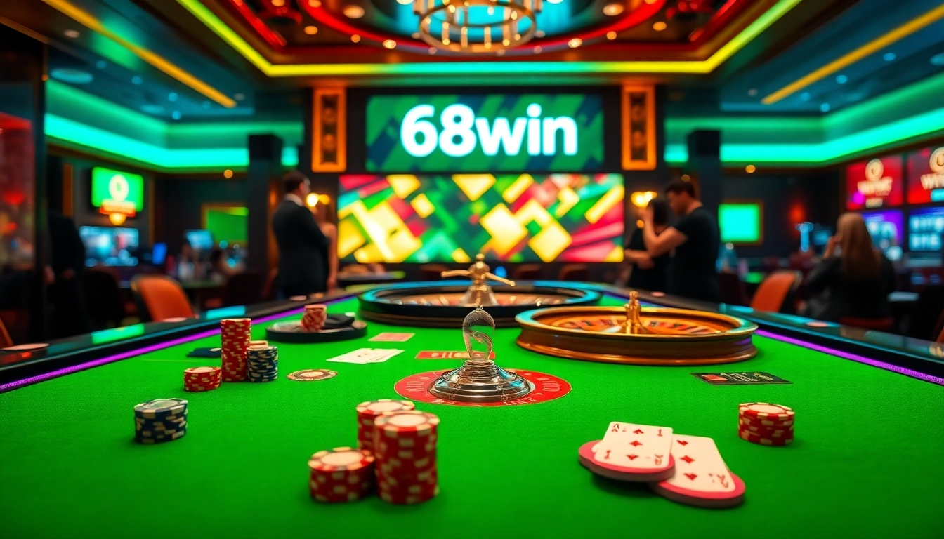 Experience the thrill of gambling with 68win at a luxurious casino table, full of action and excitement.