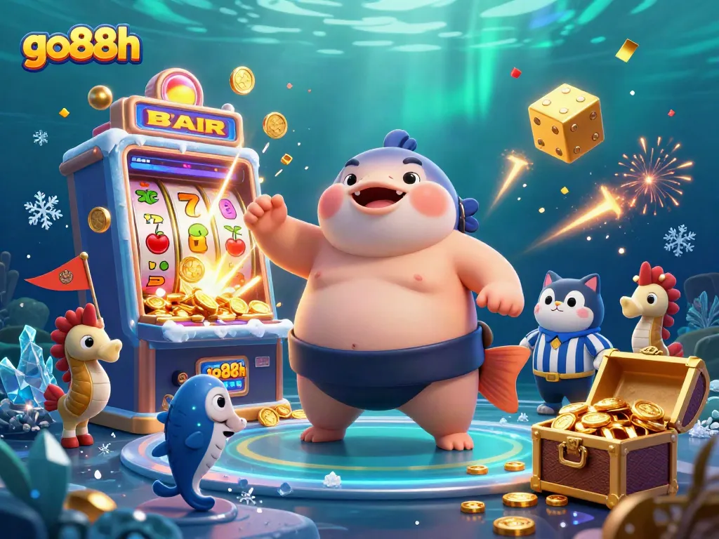 Engage in vibrant gaming action at go88h with a lively underwater casino scene featuring dynamic elements.