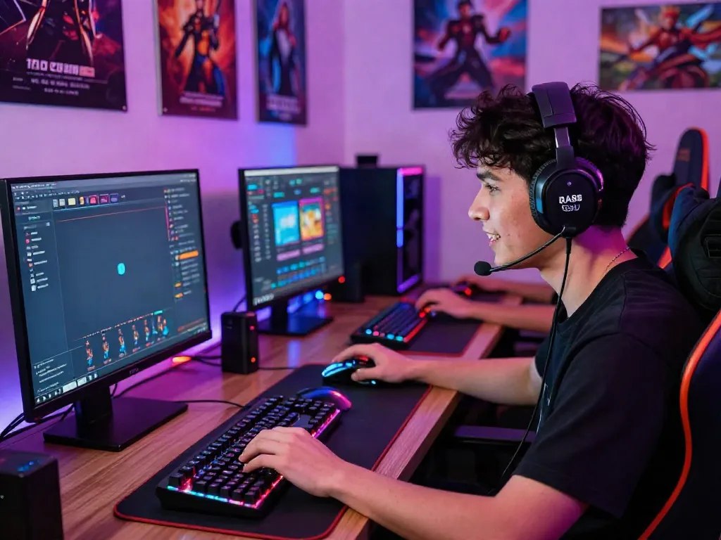 Player engaging with DA88 gaming platform in a modern gaming setup