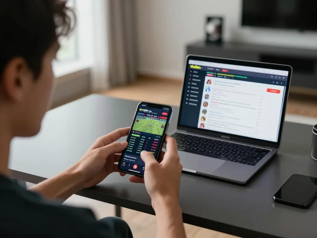 Experience live sports betting with vebo tv on a modern smartphone screen.