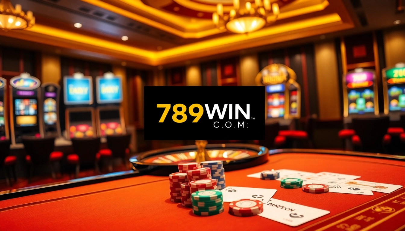 Experience the excitement of online gambling at 789WIN.COM with vibrant tables and slot machines.