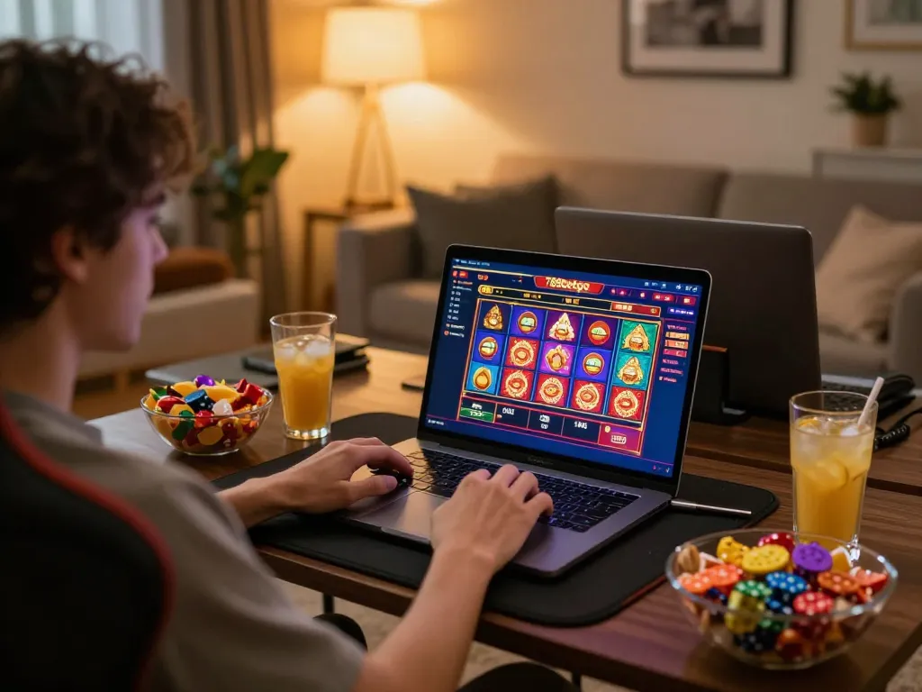 Engaging in thrilling online gameplay on 789betgo, showcasing vibrant graphics and cozy atmosphere.