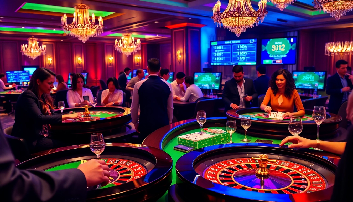 Players experience thrilling games at SODO Casino, surrounded by luxury and excitement.