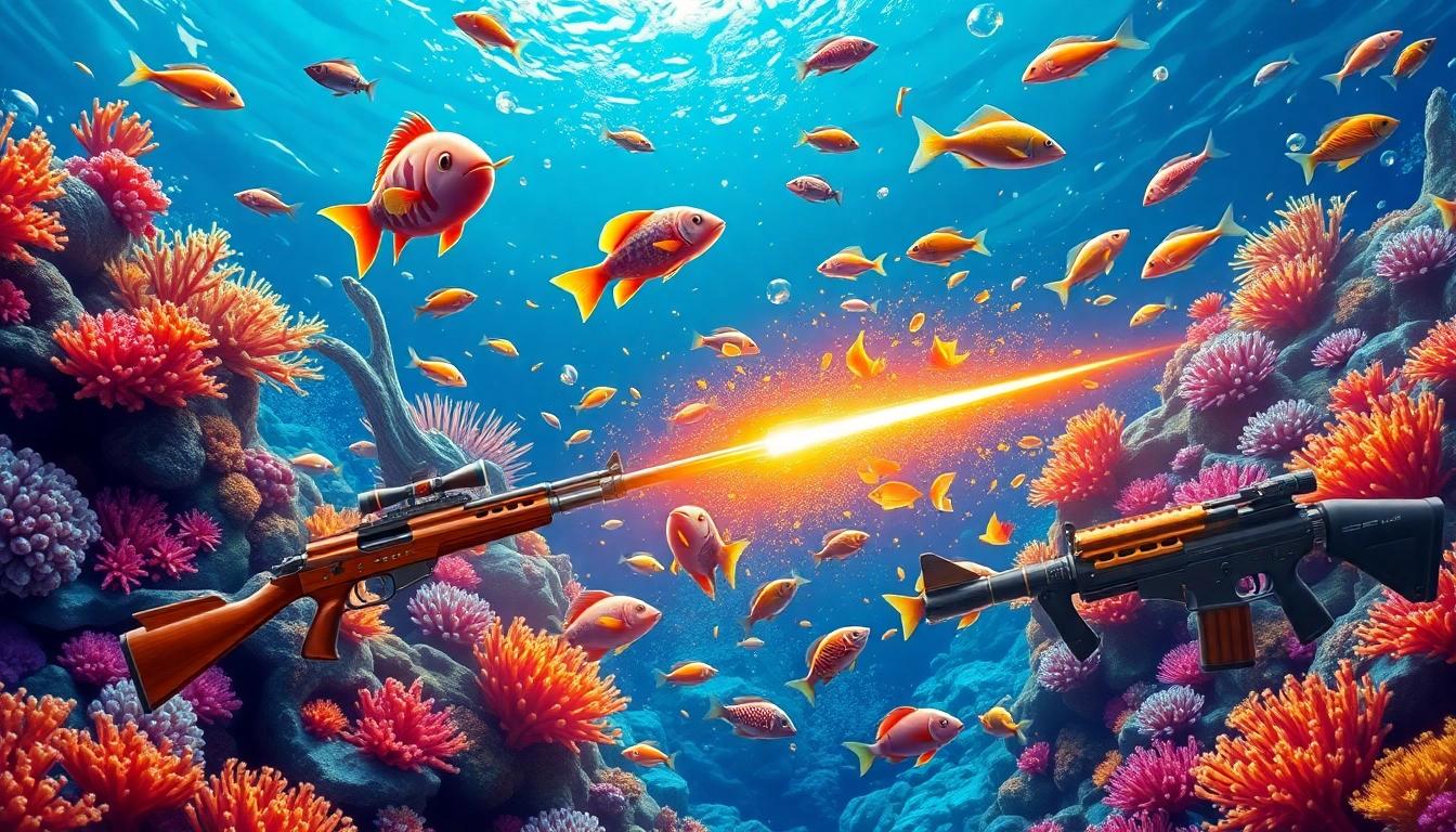 Engage in Bắn cá 8KBET amidst colorful sea life and thrilling shooting action.