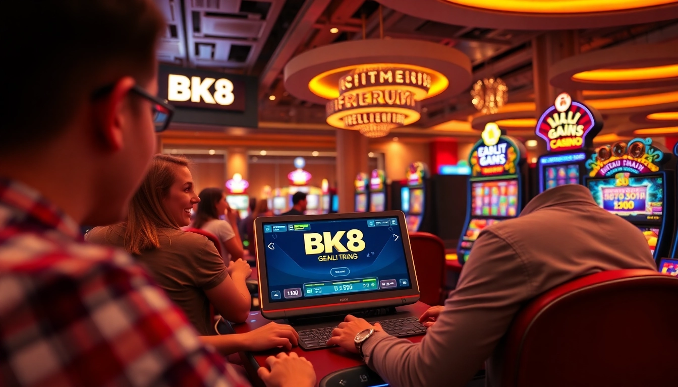 Engaging scene of players enjoying games at bk860s.com, showcasing excitement and vibrant casino atmosphere.